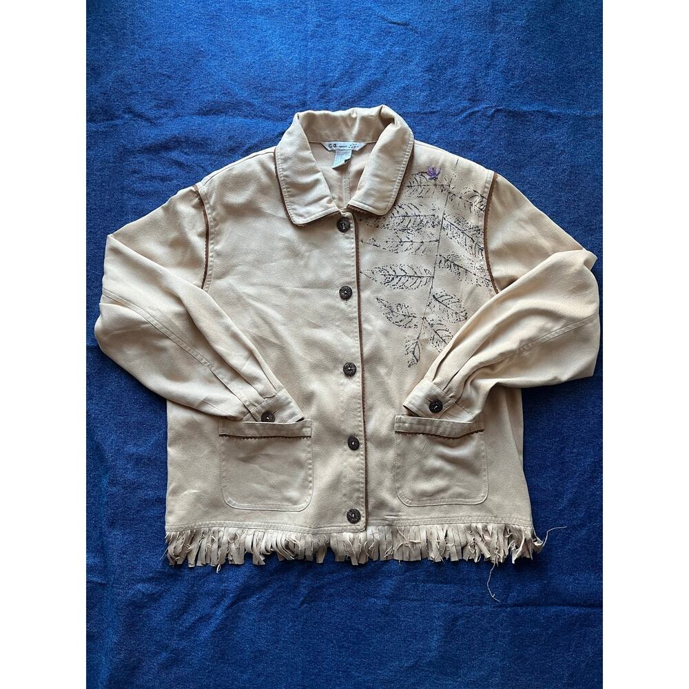 CA Sport Polyester Suede Fringe Base Leaf Jacket